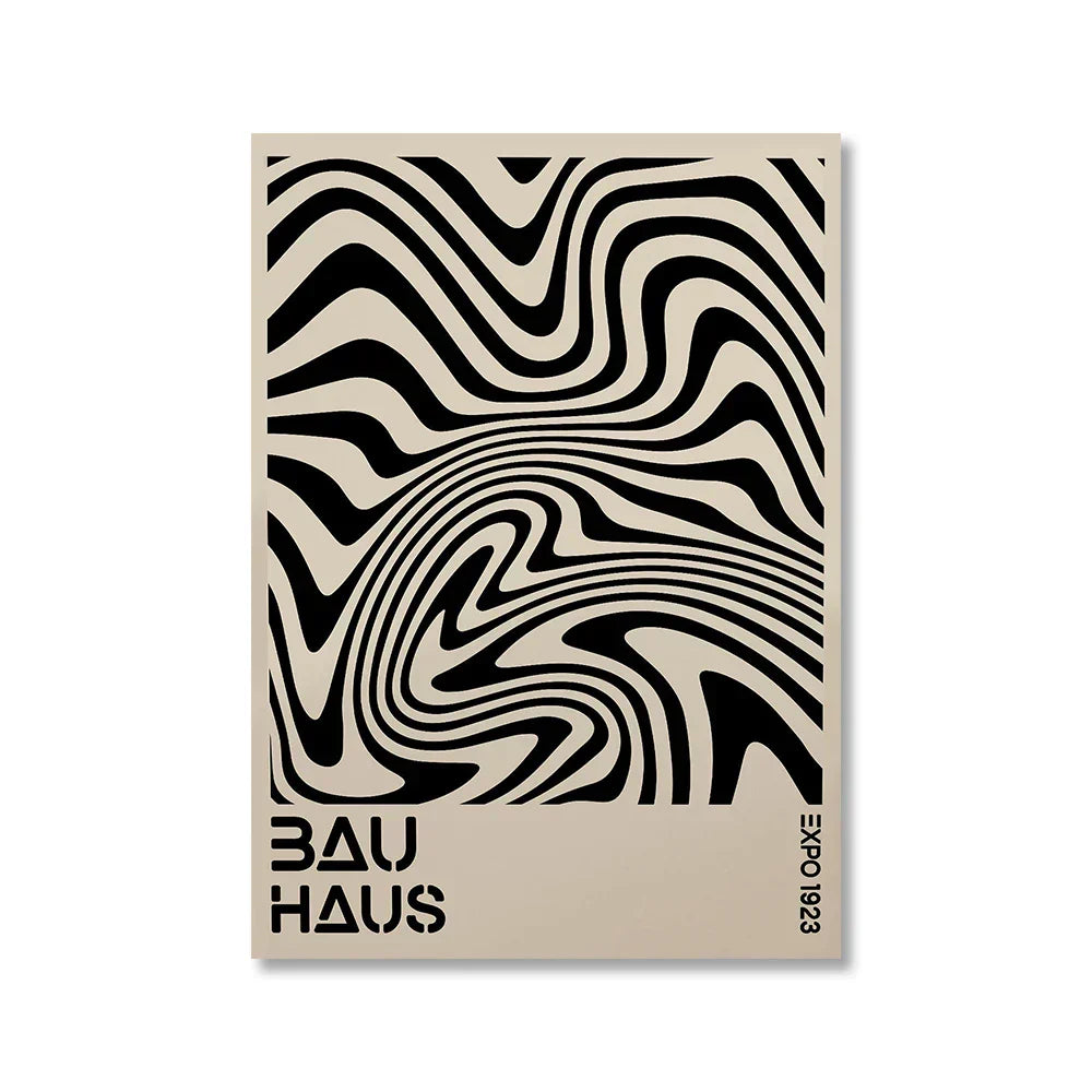 Vintage Retro Geometric Bauhaus Canvas Print Wall Art for Home Decor