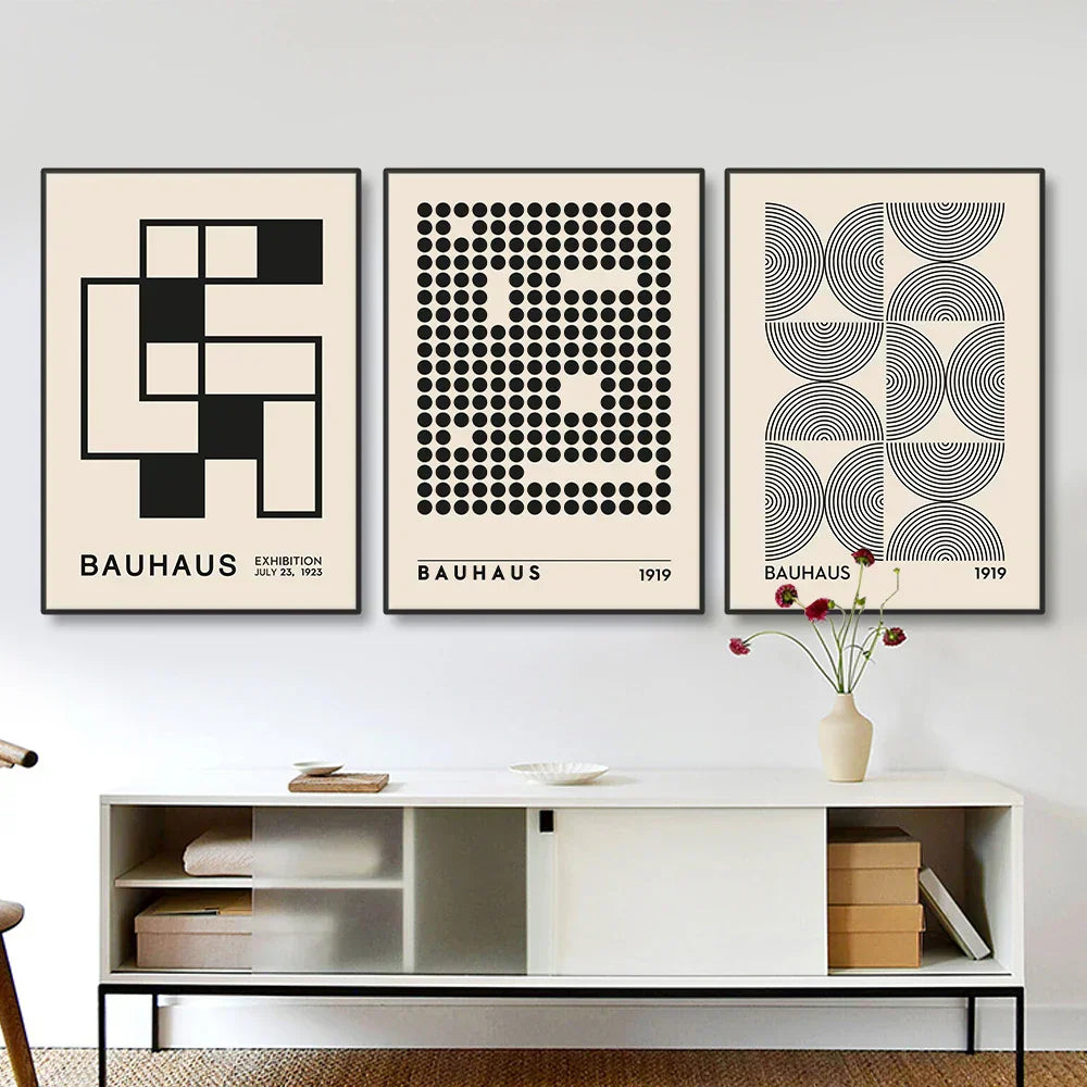 Vintage Retro Geometric Bauhaus Canvas Print Wall Art for Home Decor