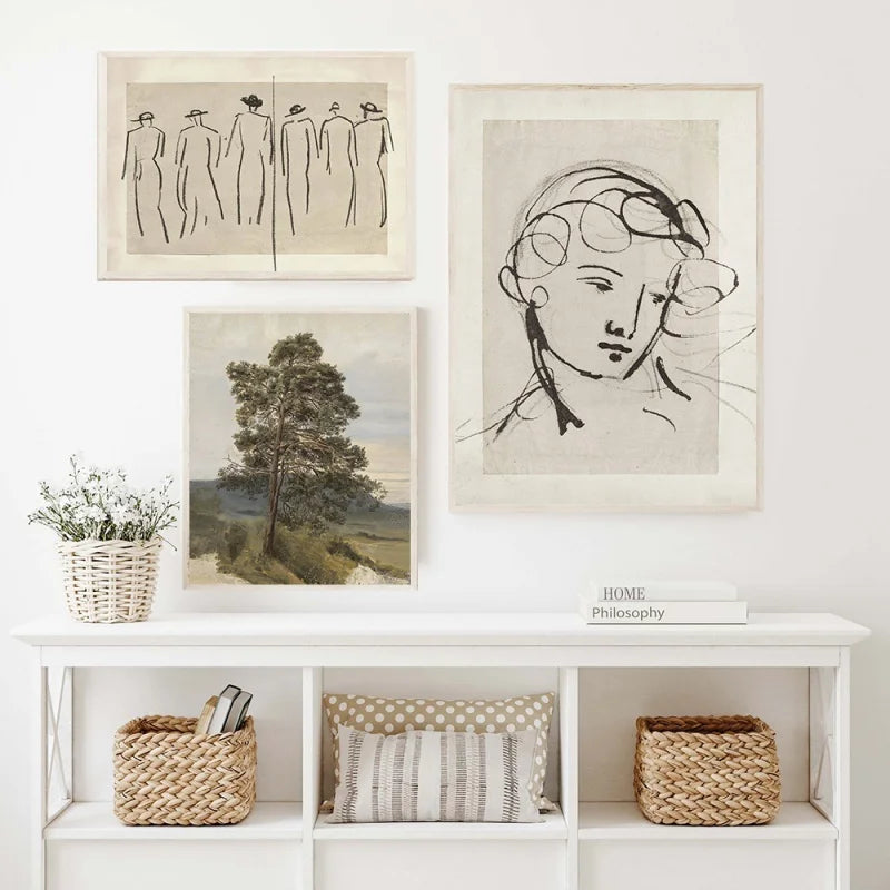 Vintage Vogue Gallery Wall Art Canvas Prints for Living Room Decor