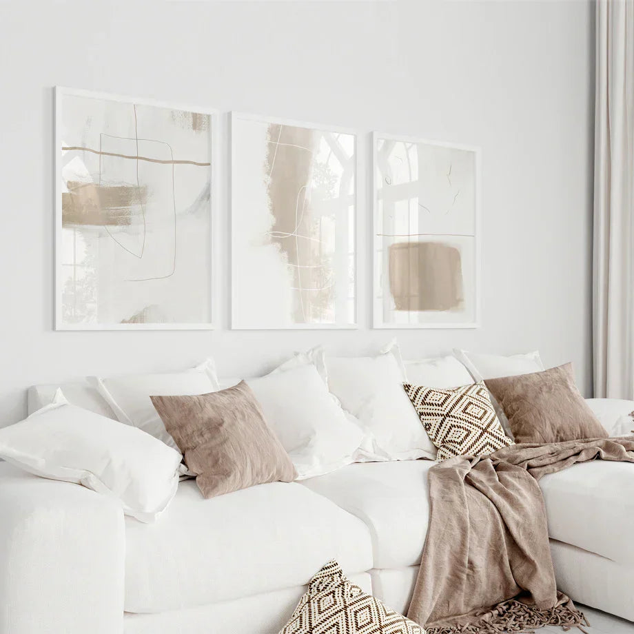 Absolute Minimal Beige White Abstract Wall Art Fine Art Canvas Prints Simple Artworks For Modern Apartment Living Room Art For Contemporary Decor | Kunsthaus Atelier-Homeandso