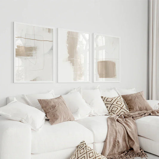 Absolute Minimal Beige White Abstract Wall Art Fine Art Canvas Prints Simple Artworks For Modern Apartment Living Room Art For Contemporary Decor | Kunsthaus Atelier-Homeandso