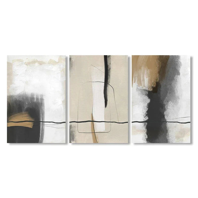 Beige Gray Black Scandinavian Abstract Wall Art Fine Art Canvas Prints Beige Grey Pictures For Minimalist Living Room Art For Contemporary Interiors | Kunsthaus Atelier-Homeandso
