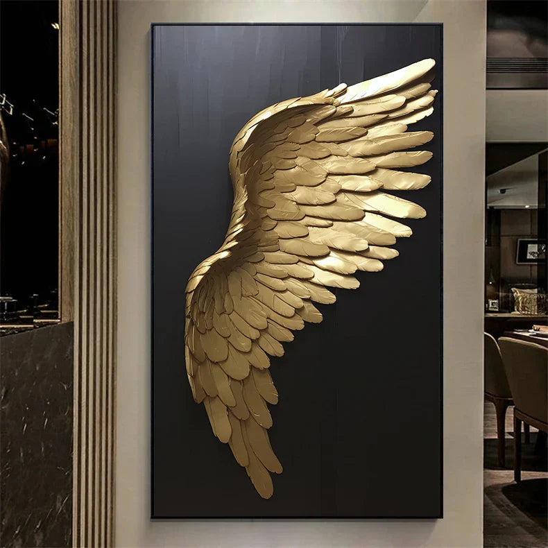 Big Sizes Golden Dream Angel Wings Wall Art Fine Art Canvas Prints Pictures For Modern Apartment Living Room Light Luxury Boutique Fashion House Art Decor | Kunsthaus Atelier-Homeandso