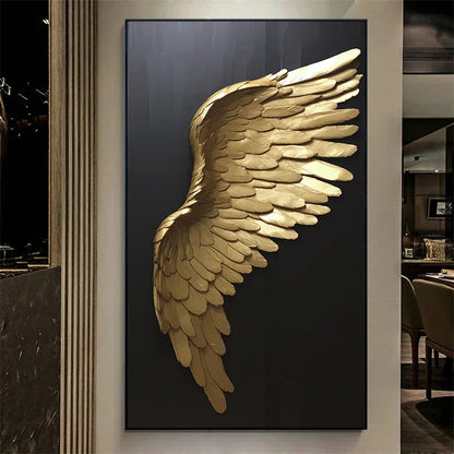 Big Sizes Golden Dream Angel Wings Wall Art Fine Art Canvas Prints Pictures For Modern Apartment Living Room Light Luxury Boutique Fashion House Art Decor | Kunsthaus Atelier-Homeandso