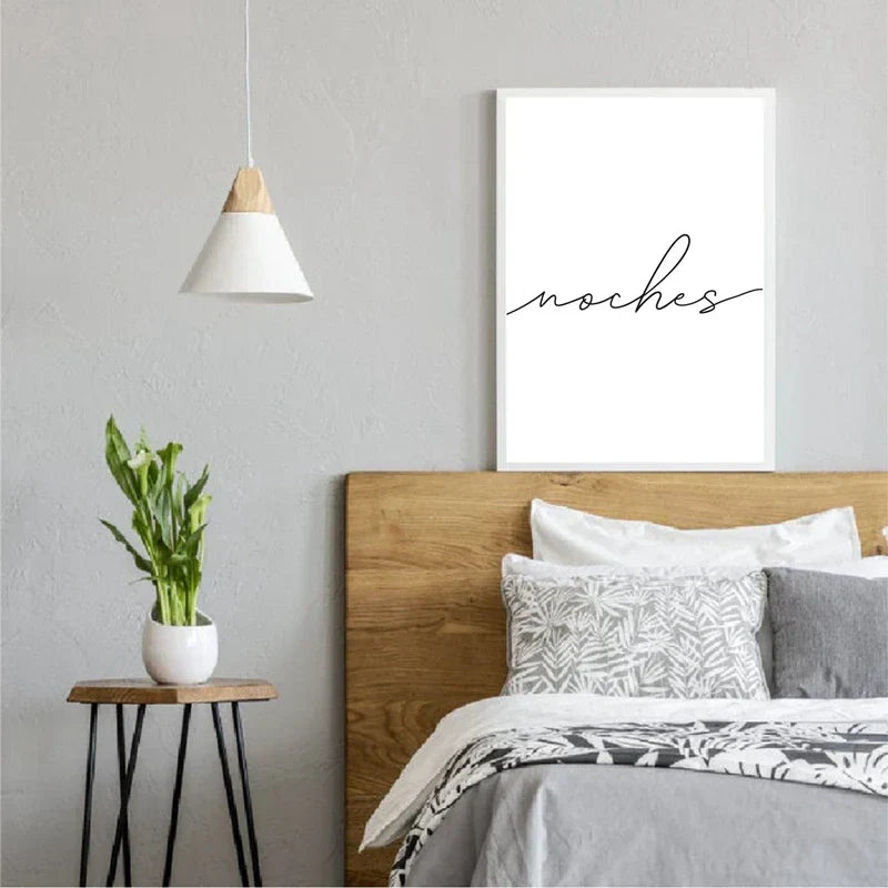 Buenas Noches Good Night Spanish Quotes Post Simple Black White Quotations Wall Art Fine Art Canvas Prints Minimalist Nordic Pictures For Bedroom | Kunsthaus Atelier-Homeandso