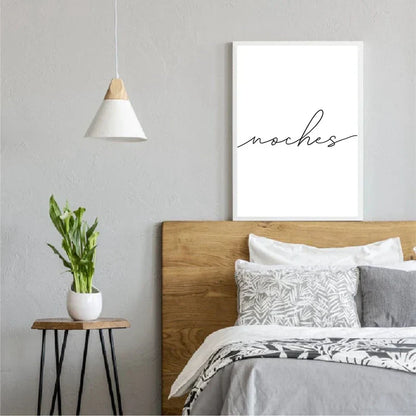 Buenas Noches Good Night Spanish Quotes Post Simple Black White Quotations Wall Art Fine Art Canvas Prints Minimalist Nordic Pictures For Bedroom | Kunsthaus Atelier-Homeandso