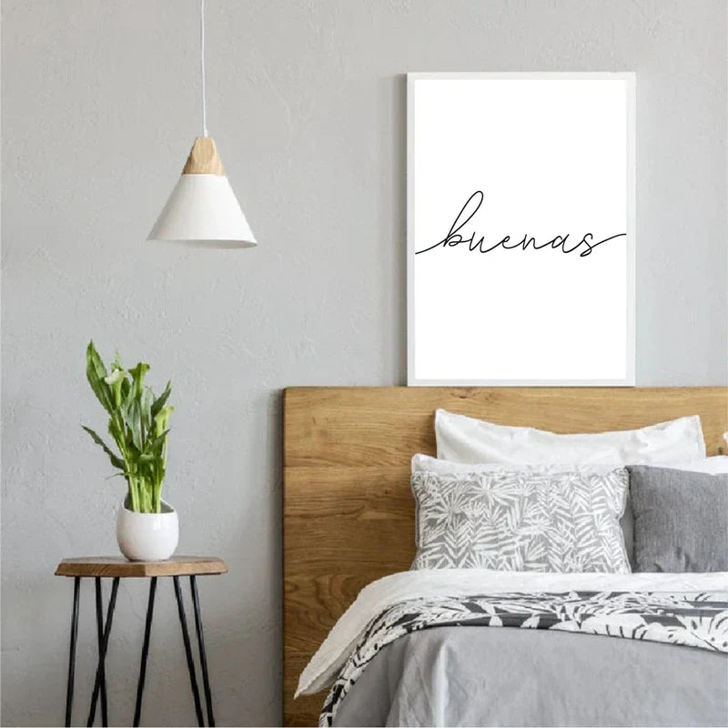 Buenas Noches Good Night Spanish Quotes Post Simple Black White Quotations Wall Art Fine Art Canvas Prints Minimalist Nordic Pictures For Bedroom | Kunsthaus Atelier-Homeandso