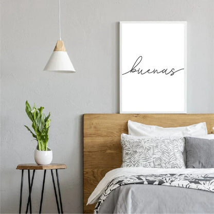 Buenas Noches Good Night Spanish Quotes Post Simple Black White Quotations Wall Art Fine Art Canvas Prints Minimalist Nordic Pictures For Bedroom | Kunsthaus Atelier-Homeandso
