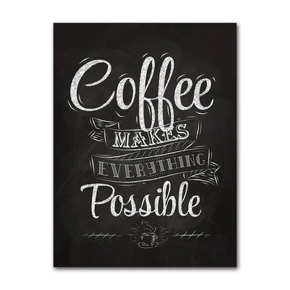 Coffee Connoisseur Wall Art Fine Art Canvas Prints Black White Coffee Menu Poster Pictures For Kitchen Diner Coffee Shop Cafe Art Decor | Kunsthaus Atelier-Homeandso