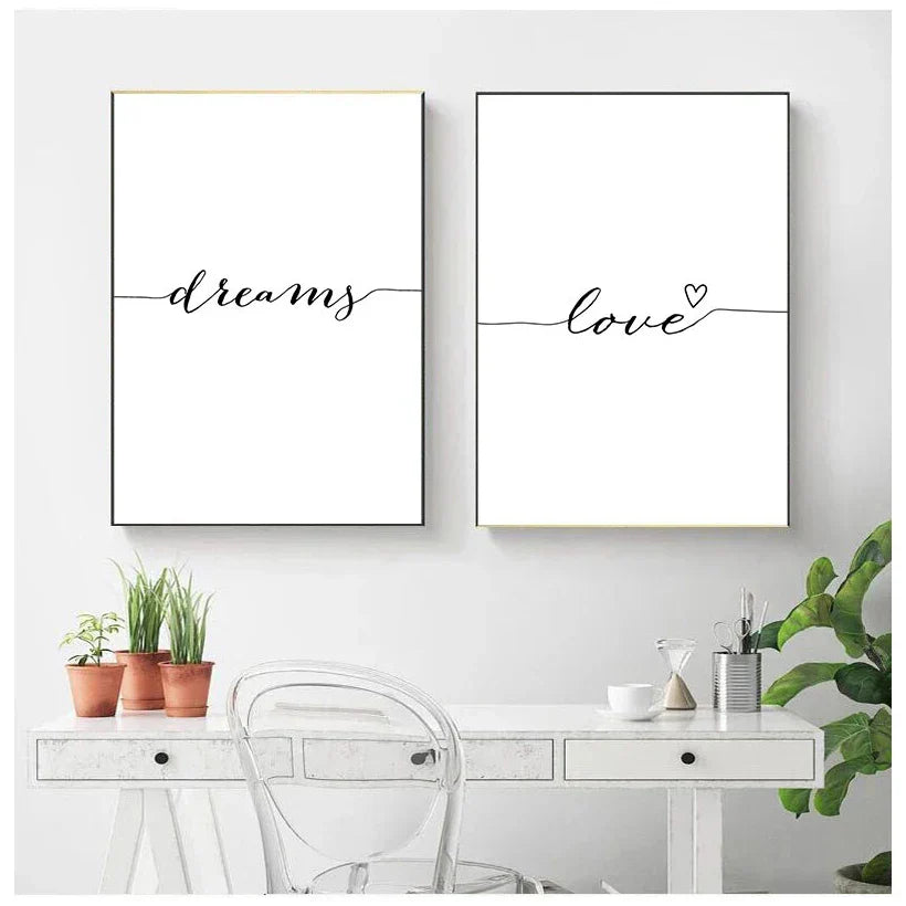 Daily Inspiration Words Wall Art Fine Art Canvas Prints Love Smile Sweet Dreams Quotations Posters Black White Pictures For Living Room Bedroom Art Decor | Kunsthaus Atelier-Homeandso