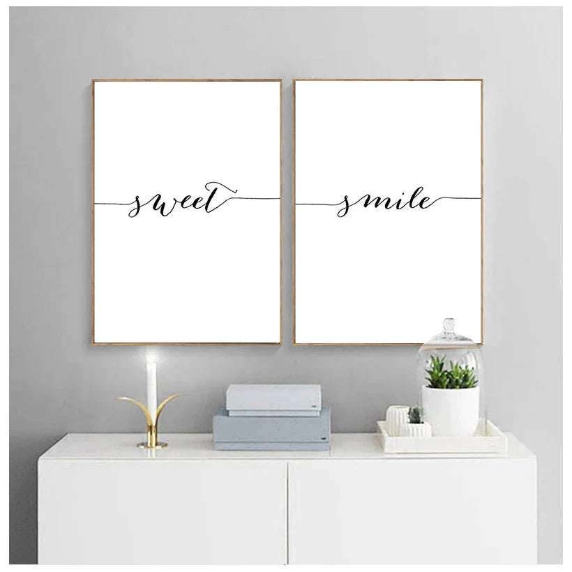 Daily Inspiration Words Wall Art Fine Art Canvas Prints Love Smile Sweet Dreams Quotations Posters Black White Pictures For Living Room Bedroom Art Decor | Kunsthaus Atelier-Homeandso
