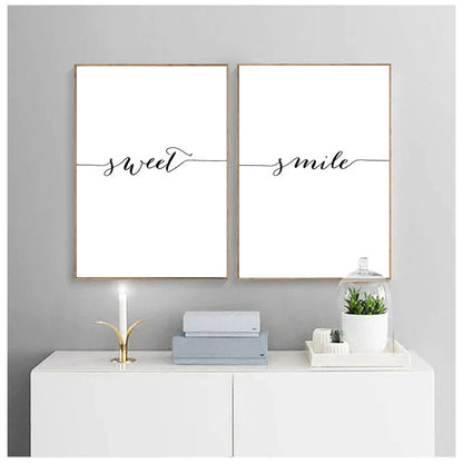 Daily Inspiration Words Wall Art Fine Art Canvas Prints Love Smile Sweet Dreams Quotations Posters Black White Pictures For Living Room Bedroom Art Decor | Kunsthaus Atelier-Homeandso