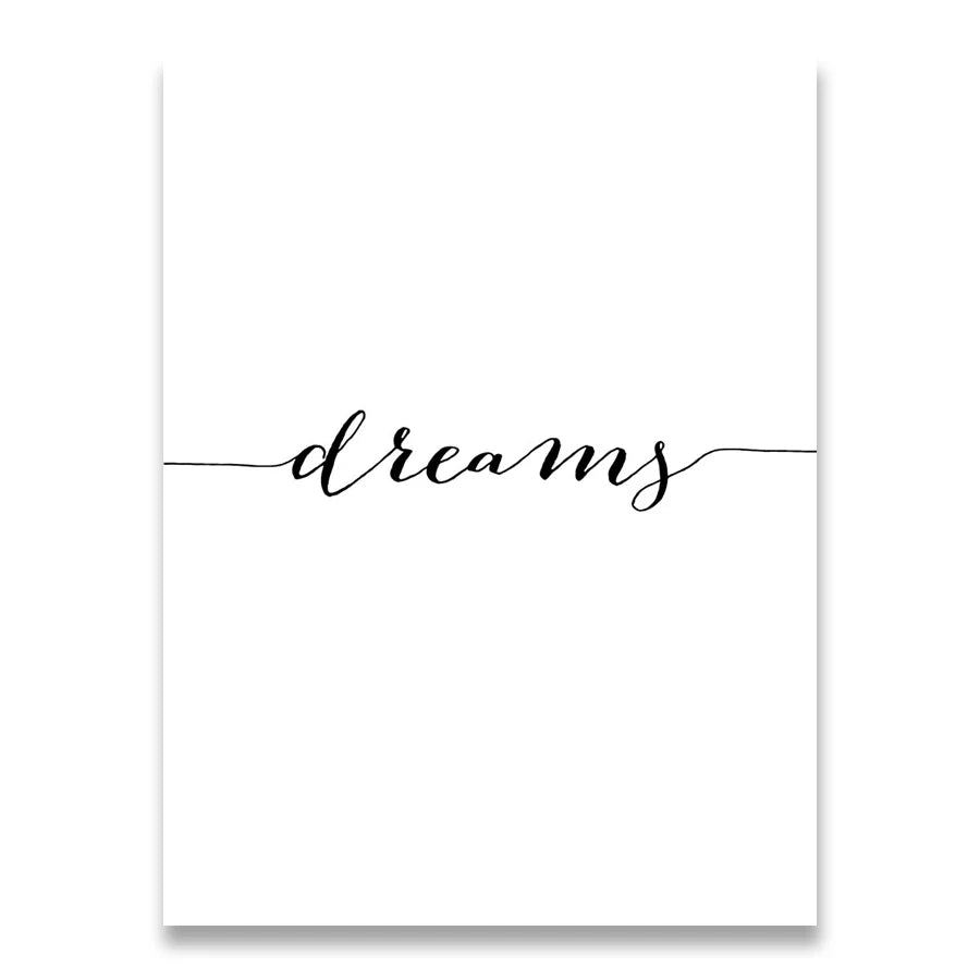 Daily Inspiration Words Wall Art Fine Art Canvas Prints Love Smile Sweet Dreams Quotations Posters Black White Pictures For Living Room Bedroom Art Decor | Kunsthaus Atelier-Homeandso