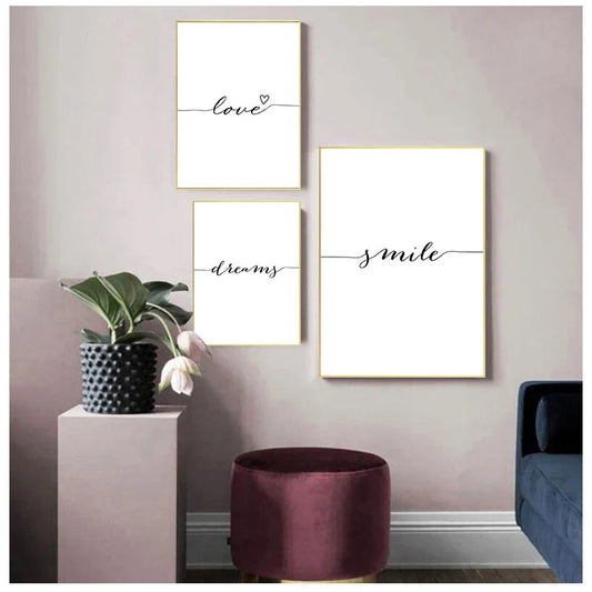 Daily Inspiration Words Wall Art Fine Art Canvas Prints Love Smile Sweet Dreams Quotations Posters Black White Pictures For Living Room Bedroom Art Decor | Kunsthaus Atelier-Homeandso