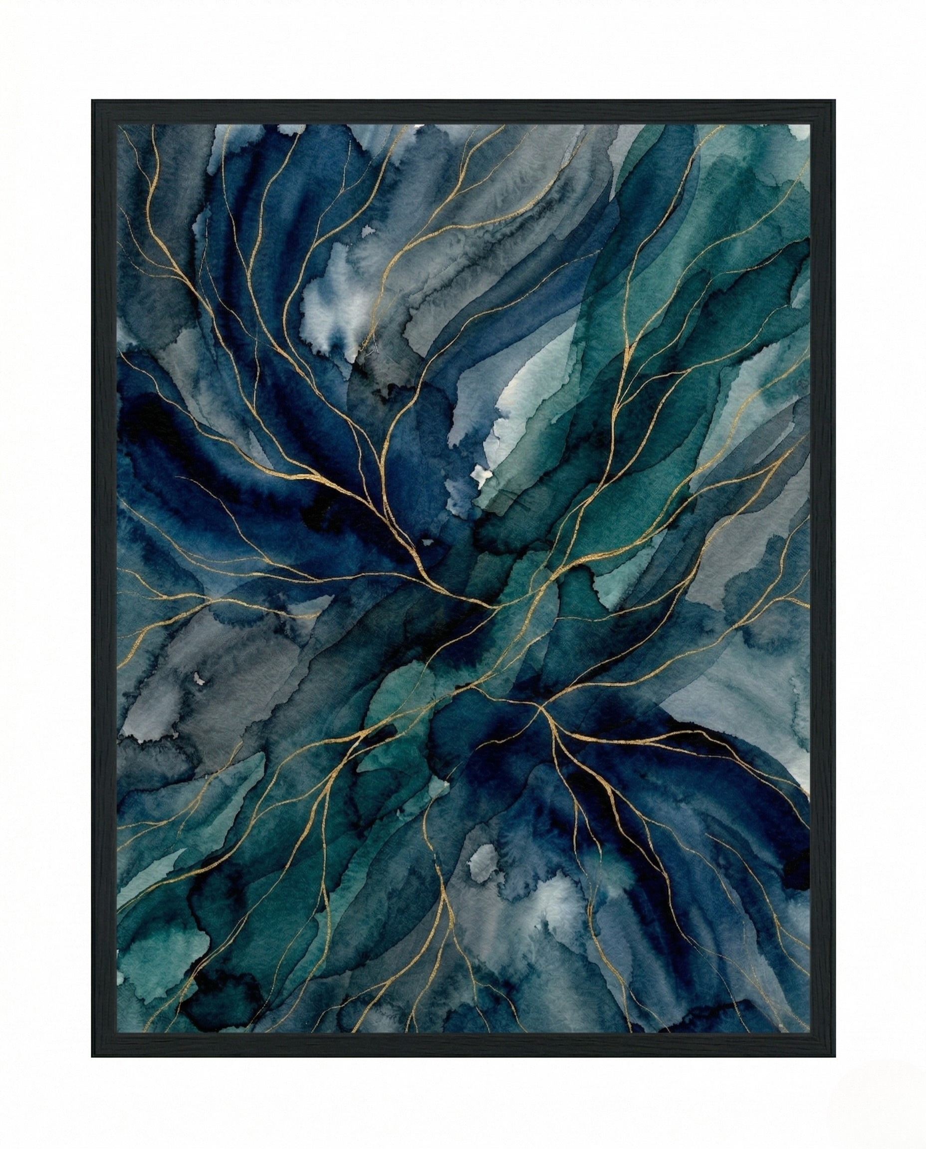 Deep Blue - Navy & Teal Abstract Framed Print-Homeandso