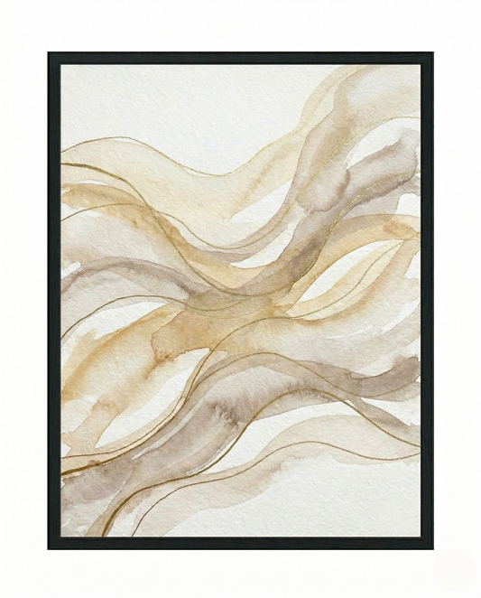 Flow State - Cream & Sand Abstract Framed Print-Homeandso
