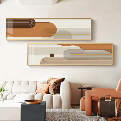 Geometric Curved Lines Earthy Tones Wall Art Fine Art Canvas Prints Modern Wide Format Pictures For Living Room Above The Sofa Art For Above The Bed | Kunsthaus Atelier-Homeandso