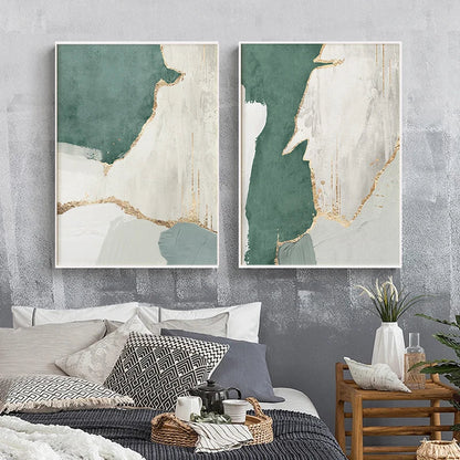 Green Brown Nordic Abstract Geomorphic Wall Art Fine Art Canvas Prints Pictures For Modern Apartment Living Room Home Office Art Decor | Kunsthaus Atelier-Homeandso