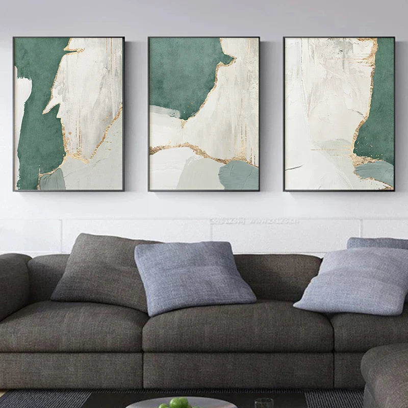 Green Brown Nordic Abstract Geomorphic Wall Art Fine Art Canvas Prints Pictures For Modern Apartment Living Room Home Office Art Decor | Kunsthaus Atelier-Homeandso