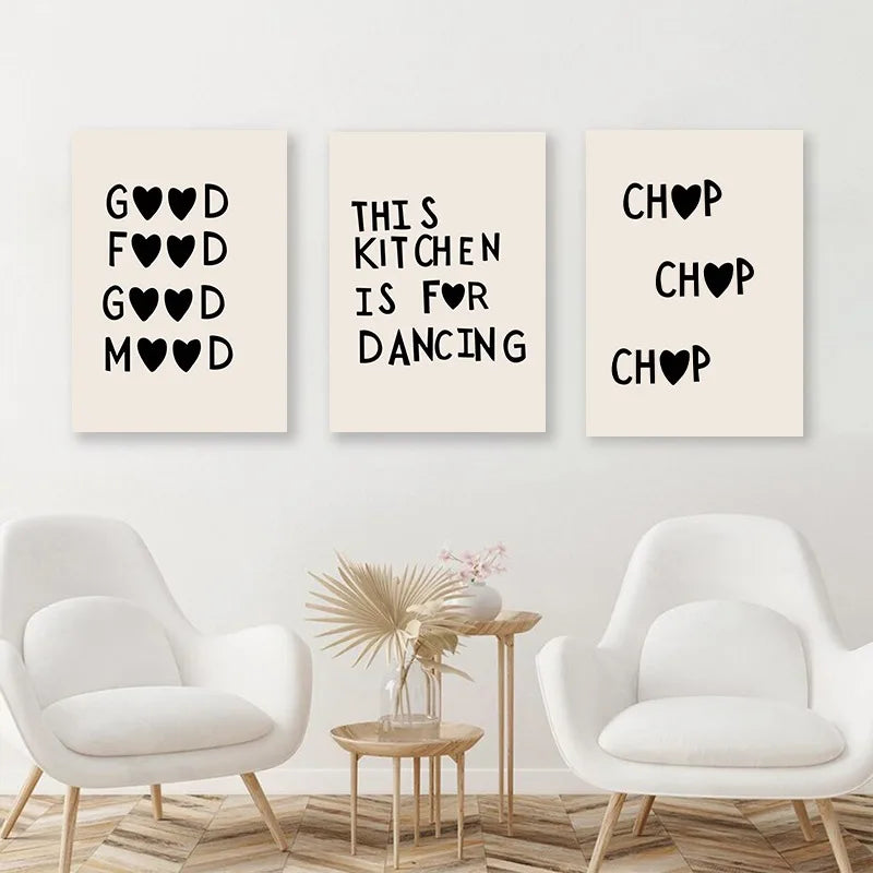 Kitchen Cooking Love Quotes Wall Art Fine Art Canvas Prints Minimalist Modern Typographic Posters Pictures For Kitchen Dining Room Cafe Art Decor | Kunsthaus Atelier-Homeandso