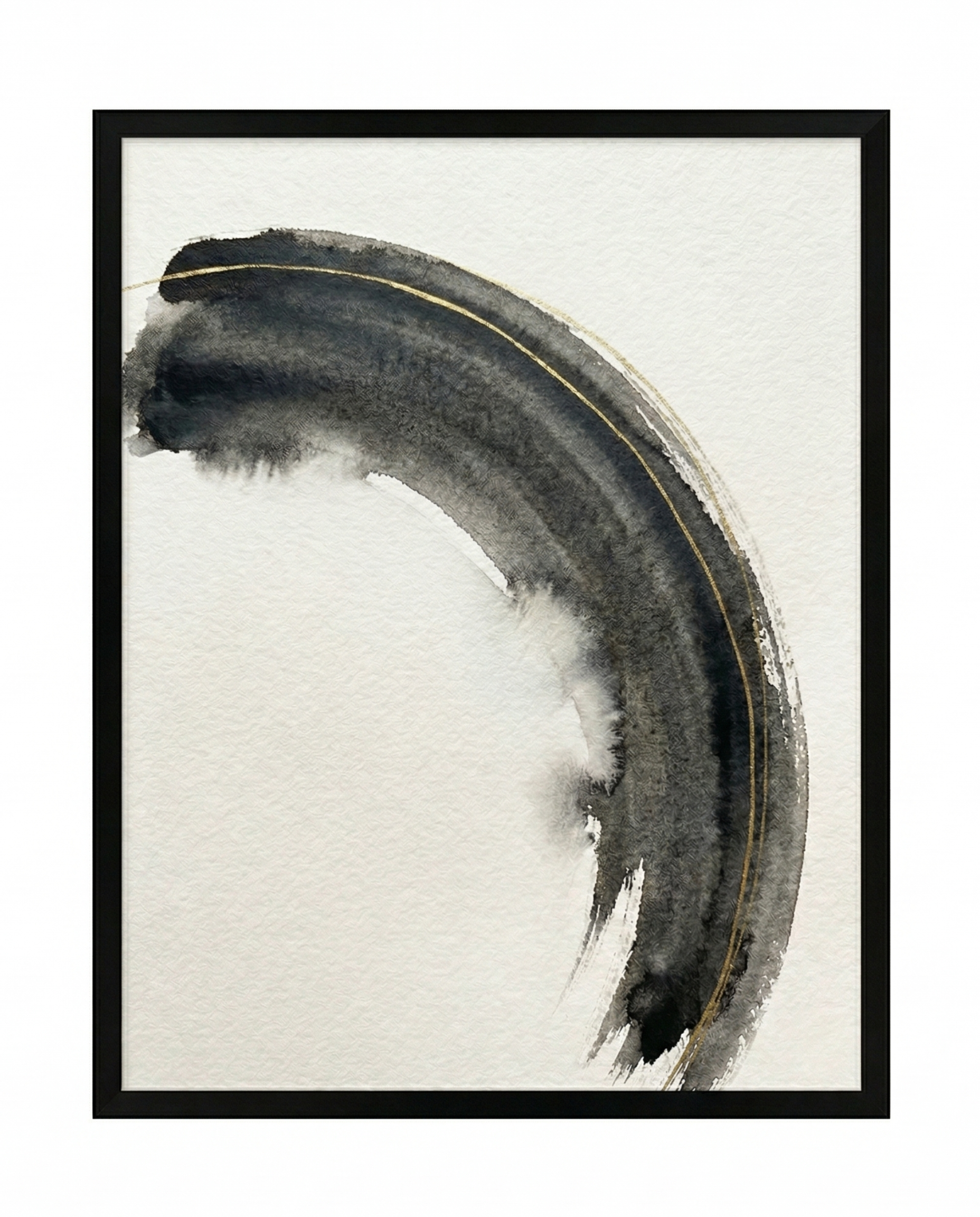 Minimal Arc - Charcoal & Black Framed Print-Homeandso