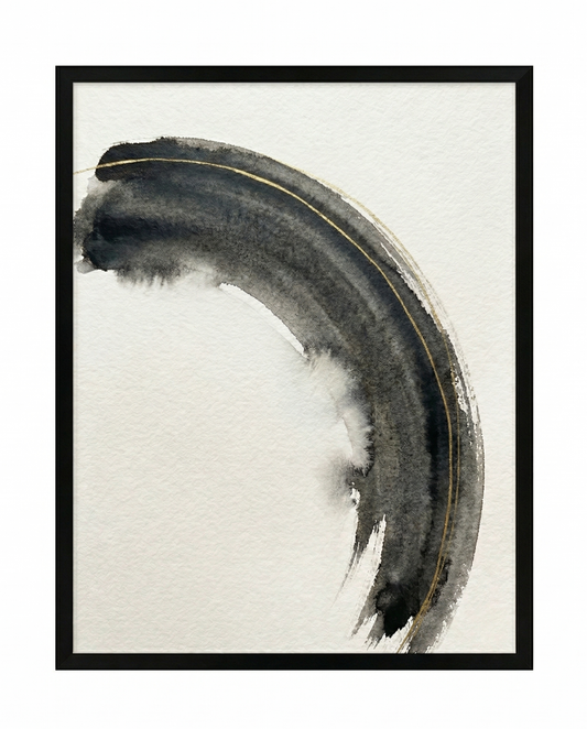 Minimal Arc - Charcoal & Black Framed Print-Homeandso
