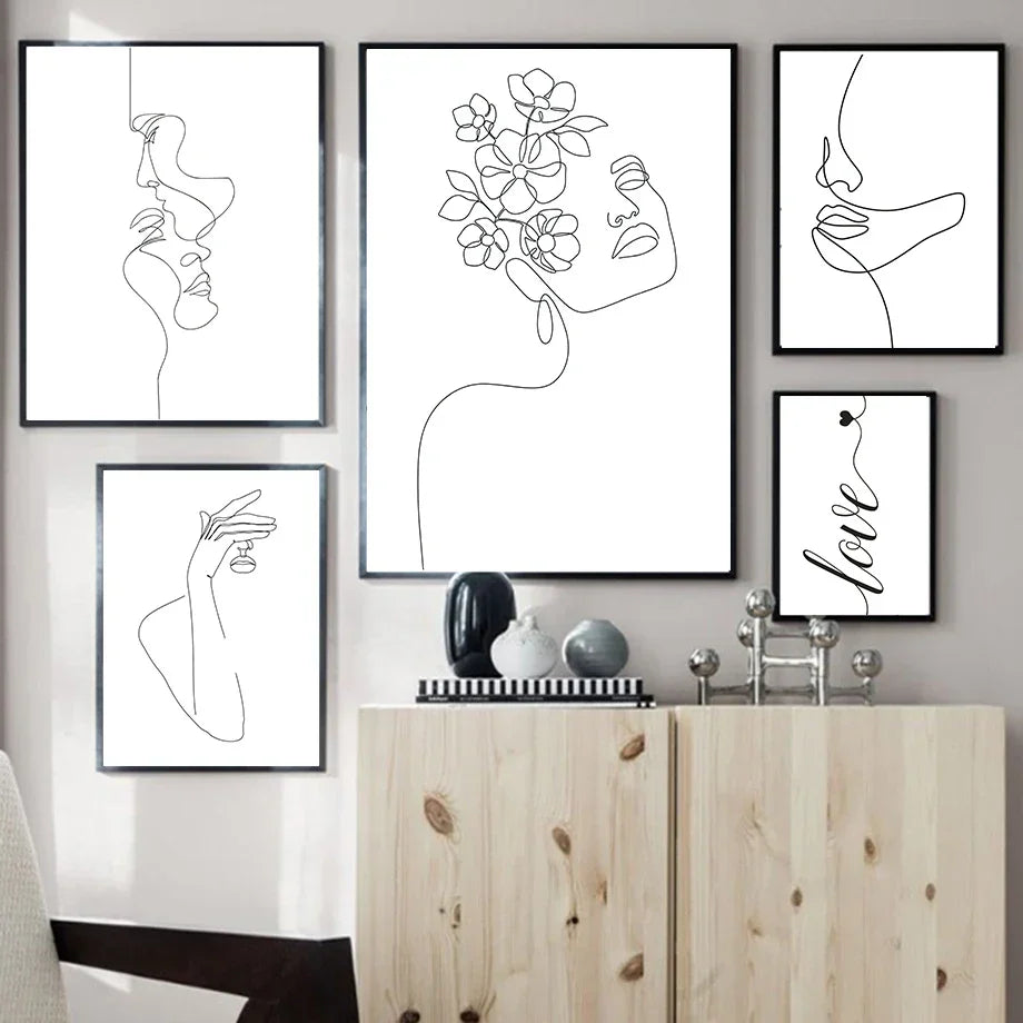 Minimalist Abstract Black White Beauty Figure Art Line Art Fine Art Canvas Prints Pictures For Living Room Bedroom Salon Art Decor | Kunsthaus Atelier-Homeandso