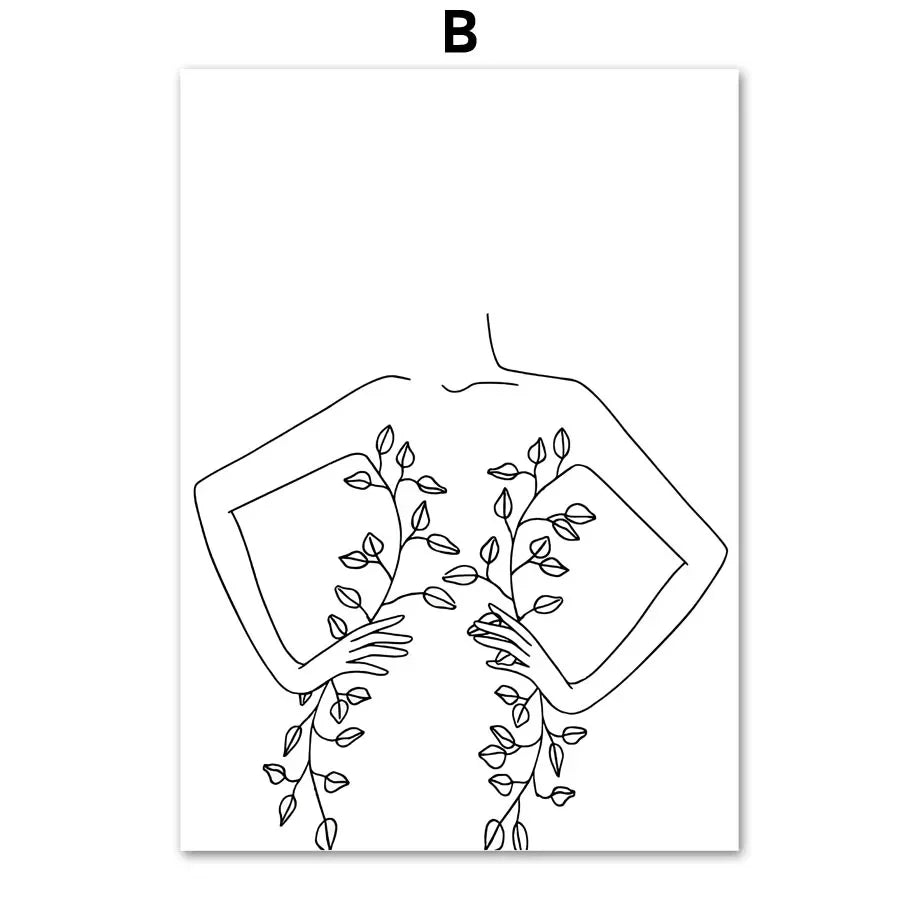 Minimalist Abstract Black White Beauty Figure Art Line Art Fine Art Canvas Prints Pictures For Living Room Bedroom Salon Art Decor | Kunsthaus Atelier-Homeandso