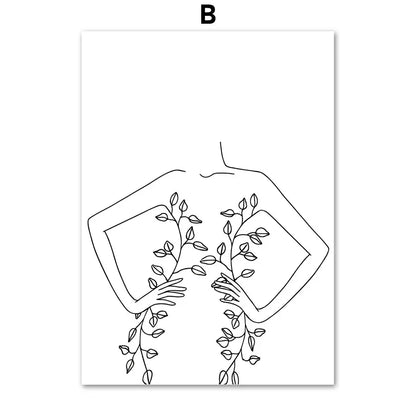 Minimalist Abstract Black White Beauty Figure Art Line Art Fine Art Canvas Prints Pictures For Living Room Bedroom Salon Art Decor | Kunsthaus Atelier-Homeandso