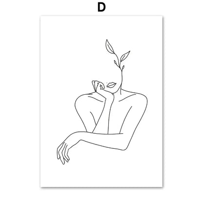 Minimalist Abstract Black White Beauty Figure Art Line Art Fine Art Canvas Prints Pictures For Living Room Bedroom Salon Art Decor | Kunsthaus Atelier-Homeandso