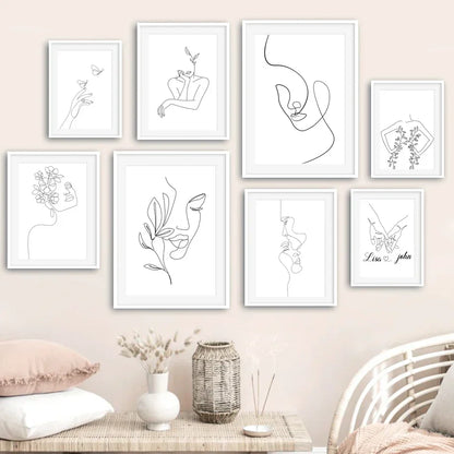 Minimalist Abstract Black White Beauty Figure Art Line Art Fine Art Canvas Prints Pictures For Living Room Bedroom Salon Art Decor | Kunsthaus Atelier-Homeandso