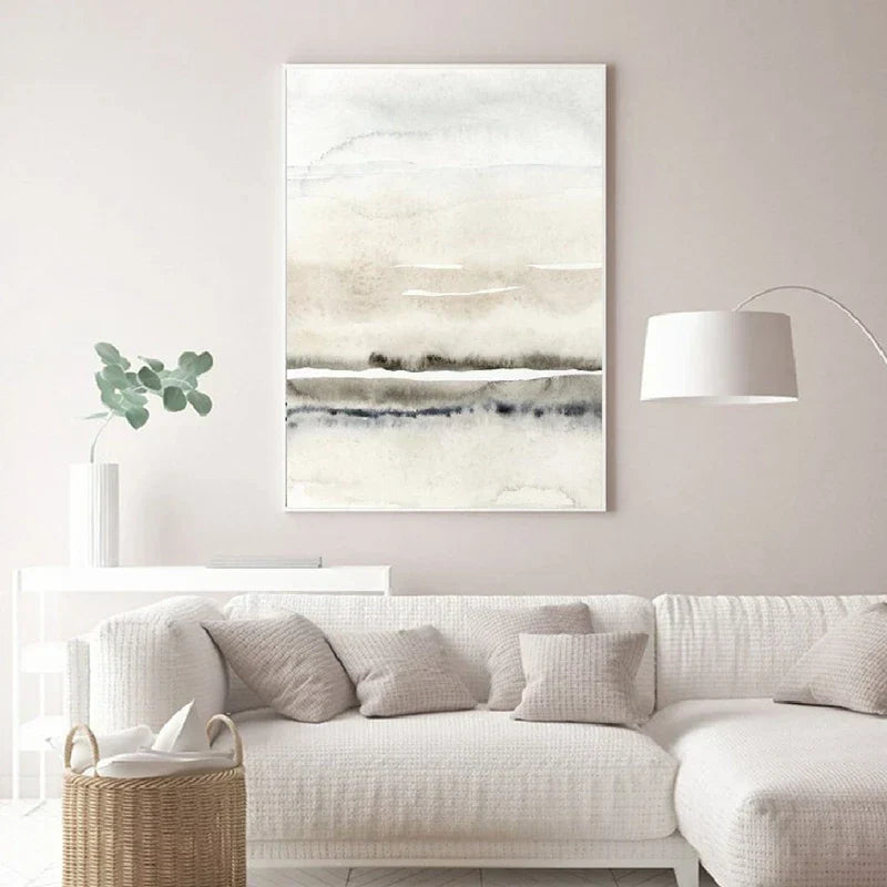 Minimalist Abstract Landscape Wall Art Fine Art Canvas Prints Beige Grey Pictures For Modern Living Room Bedroom Dining Room Scandinavian Home Decor | Kunsthaus Atelier-Homeandso
