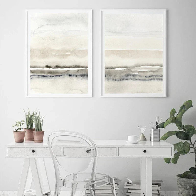 Minimalist Abstract Landscape Wall Art Fine Art Canvas Prints Beige Grey Pictures For Modern Living Room Bedroom Dining Room Scandinavian Home Decor | Kunsthaus Atelier-Homeandso