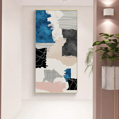Modern Abstract Blue Grey Pink Canvas Print Artwork Poster Picture For Modern Apartment Living Room Bedroom Foyer Art For Contemporary Interiors | Kunsthaus Atelier-Homeandso