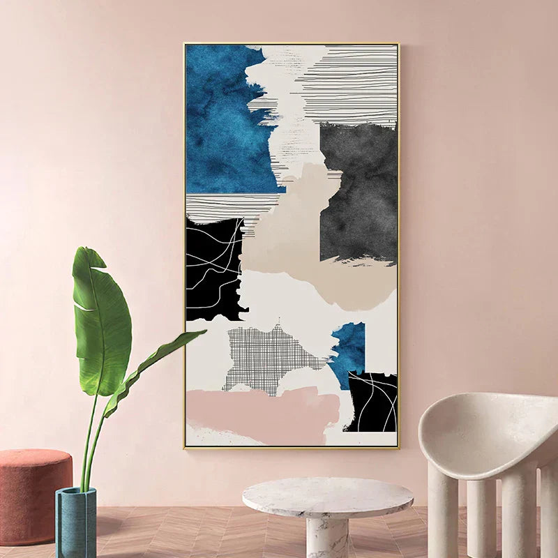 Modern Abstract Blue Grey Pink Canvas Print Artwork Poster Picture For Modern Apartment Living Room Bedroom Foyer Art For Contemporary Interiors | Kunsthaus Atelier-Homeandso