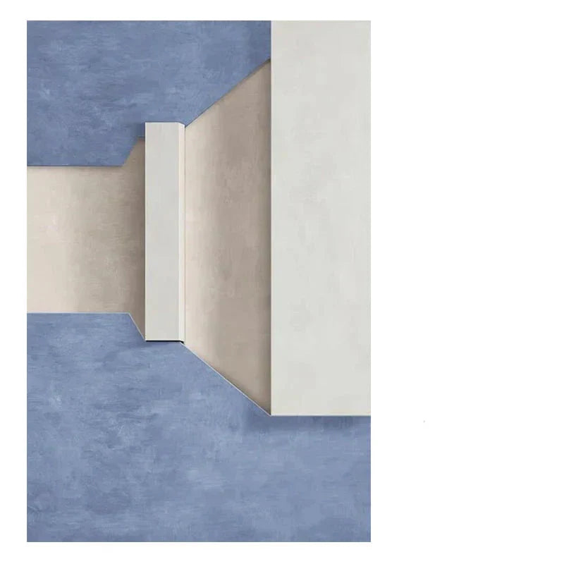 Modern Minimalist Abstract Geometric Canvas Print Wall Art - Three-Dimensional Design in Blue, Beige, and White - Contemporary Wall Art for Home or Office Decor | Kunsthaus Atelier-Homeandso