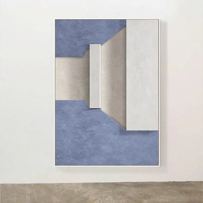Modern Minimalist Abstract Geometric Canvas Print Wall Art - Three-Dimensional Design in Blue, Beige, and White - Contemporary Wall Art for Home or Office Decor | Kunsthaus Atelier-Homeandso