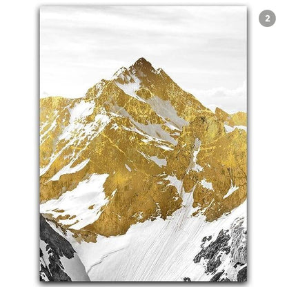 Mystical Golden Mountain Landscape Wall Art Fine Art Canvas Prints Abstract Nordic Pictures For Modern Living | Kunsthaus Atelier-Homeandso
