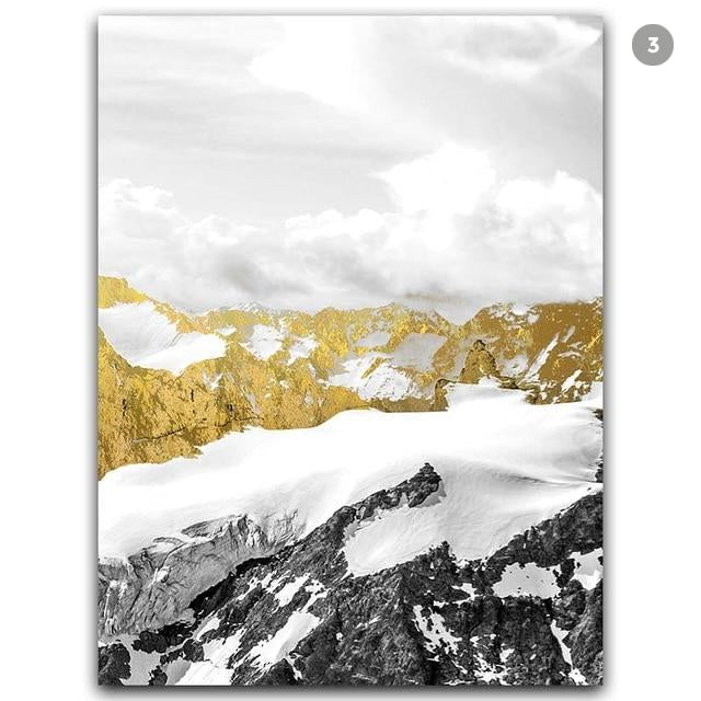 Mystical Golden Mountain Landscape Wall Art Fine Art Canvas Prints Abstract Nordic Pictures For Modern Living | Kunsthaus Atelier-Homeandso