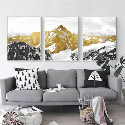 Mystical Golden Mountain Landscape Wall Art Fine Art Canvas Prints Abstract Nordic Pictures For Modern Living | Kunsthaus Atelier-Homeandso