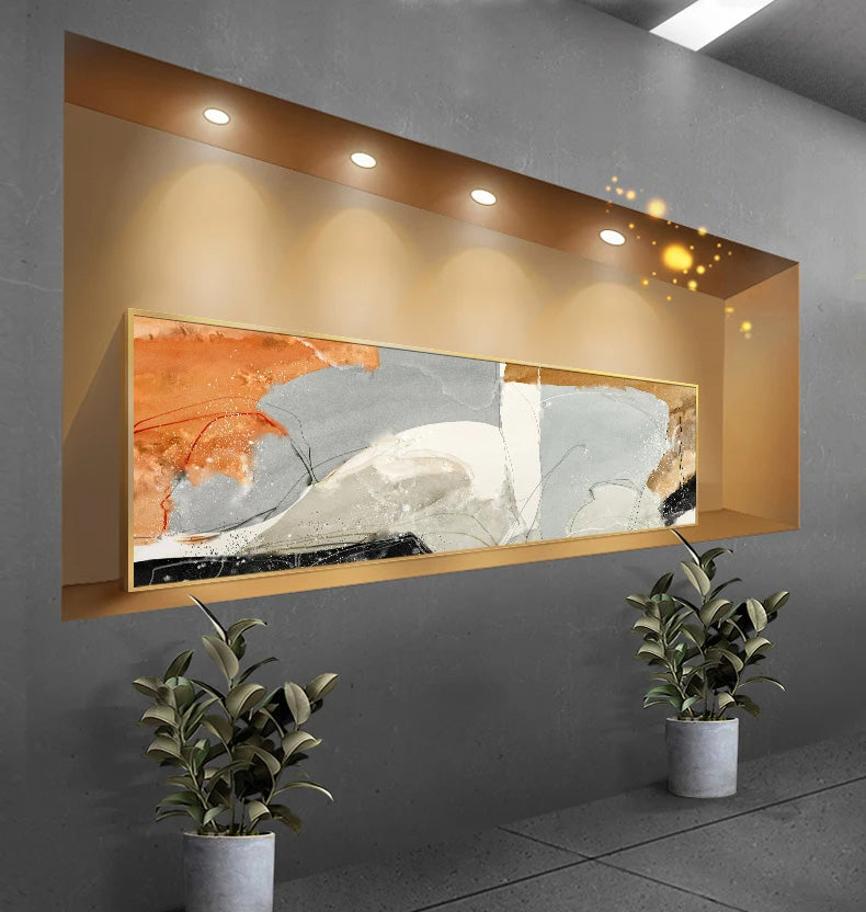 Nordic Geomorphic Abstract Wide Format Wall Art Fine Art Canvas Prints Modern Pictures For Above The Bed Contemporary Living Room Art For Above The Sofa | Kunsthaus Atelier-Homeandso