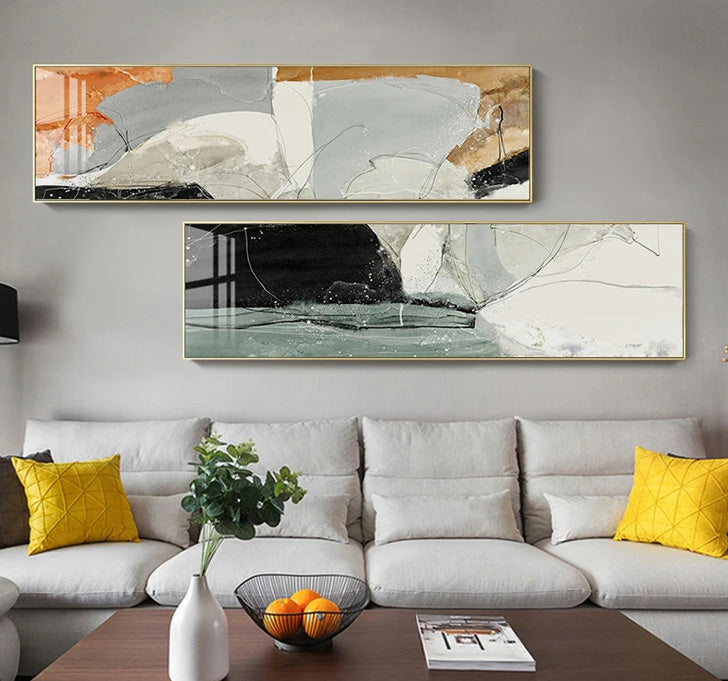 Nordic Geomorphic Abstract Wide Format Wall Art Fine Art Canvas Prints Modern Pictures For Above The Bed Contemporary Living Room Art For Above The Sofa | Kunsthaus Atelier-Homeandso