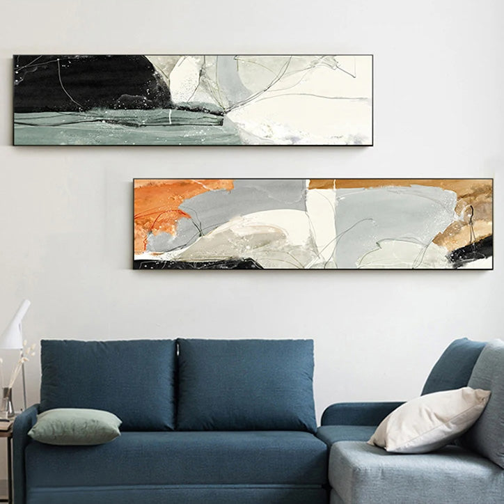 Nordic Geomorphic Abstract Wide Format Wall Art Fine Art Canvas Prints Modern Pictures For Above The Bed Contemporary Living Room Art For Above The Sofa | Kunsthaus Atelier-Homeandso