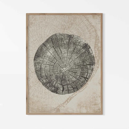 Rustic Tree Rings Abstract Nordic Wall Art Fine Art Canvas Prints Neutral Tones Beige/Gray/Black Wood Pictures For Living Room Dining Room Art Decor | Kunsthaus Atelier-Homeandso