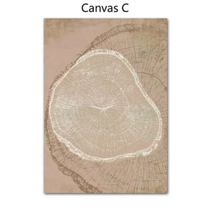 Rustic Tree Rings Abstract Nordic Wall Art Fine Art Canvas Prints Neutral Tones Beige/Gray/Black Wood Pictures For Living Room Dining Room Art Decor | Kunsthaus Atelier-Homeandso