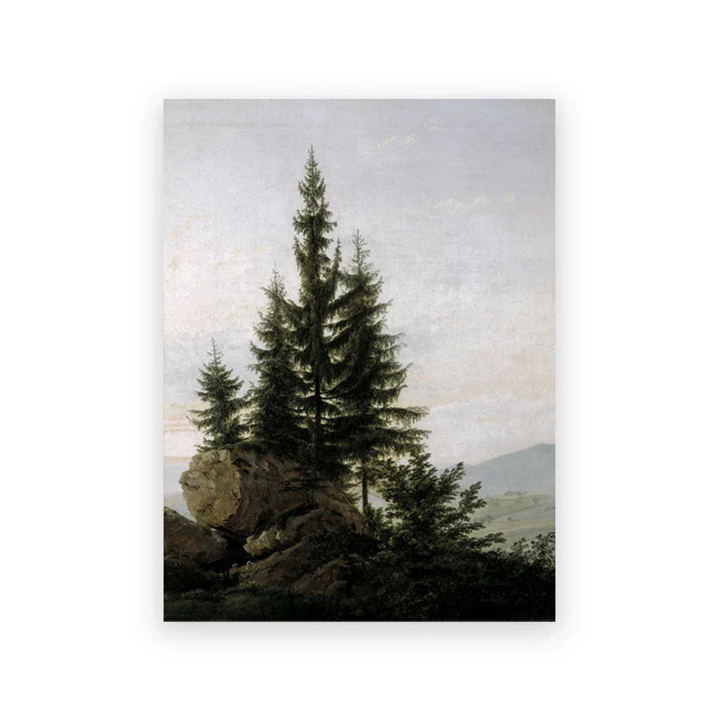 Rustic Vintage Landscape Oil Painting Mountain Forest Wall Art Fine Art Canvas Prints Gallery Wall Pictures For Living Room Dining Room Art Decoration | Kunsthaus Atelier-Homeandso