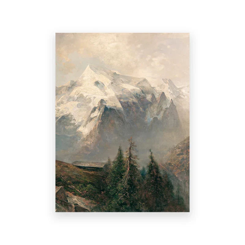 Rustic Vintage Landscape Oil Painting Mountain Forest Wall Art Fine Art Canvas Prints Gallery Wall Pictures For Living Room Dining Room Art Decoration | Kunsthaus Atelier-Homeandso