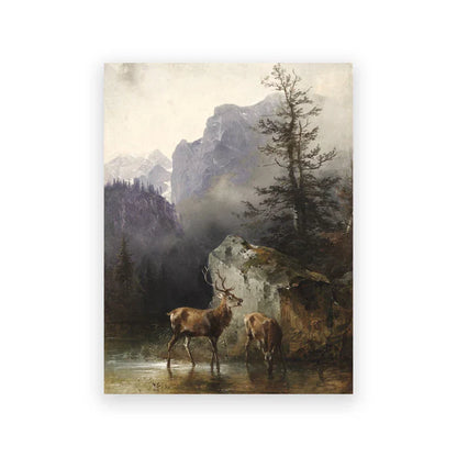 Rustic Vintage Landscape Oil Painting Mountain Forest Wall Art Fine Art Canvas Prints Gallery Wall Pictures For Living Room Dining Room Art Decoration | Kunsthaus Atelier-Homeandso