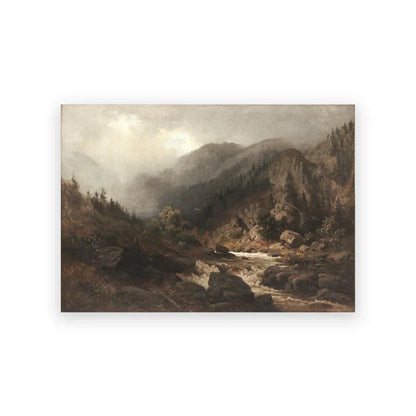 Rustic Vintage Landscape Oil Painting Mountain Forest Wall Art Fine Art Canvas Prints Gallery Wall Pictures For Living Room Dining Room Art Decoration | Kunsthaus Atelier-Homeandso