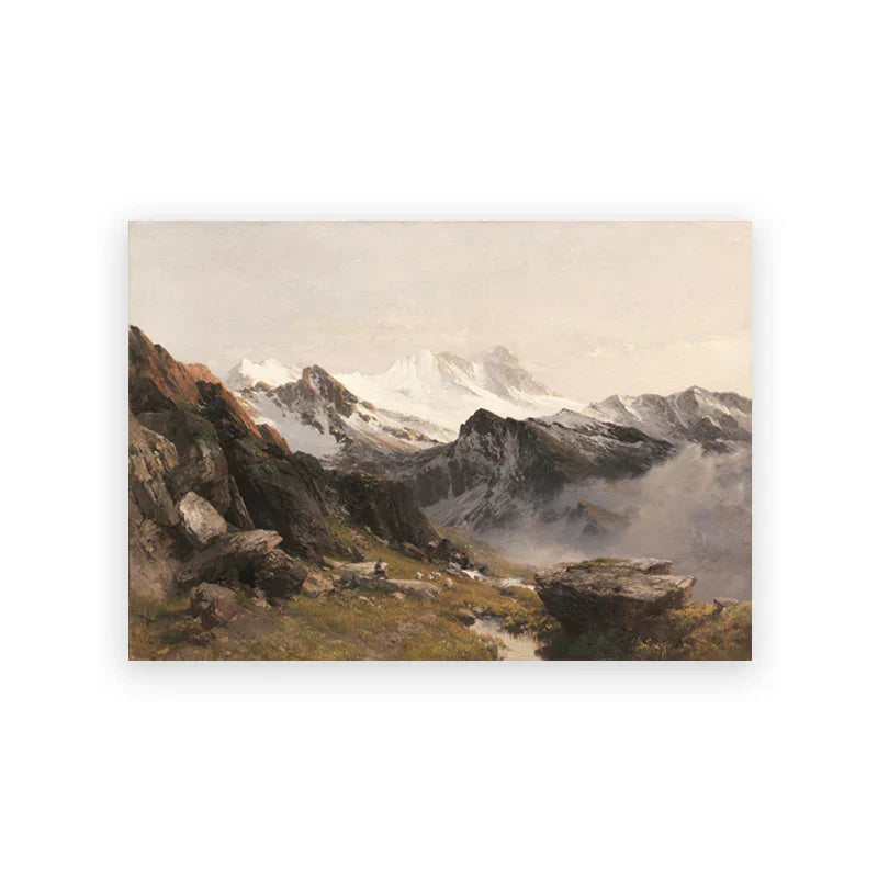 Rustic Vintage Landscape Oil Painting Mountain Forest Wall Art Fine Art Canvas Prints Gallery Wall Pictures For Living Room Dining Room Art Decoration | Kunsthaus Atelier-Homeandso